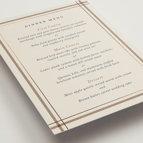 This is a midnight menu cards with foil pressed by Sam Dubeau called equestrian printing on signature in 5x7