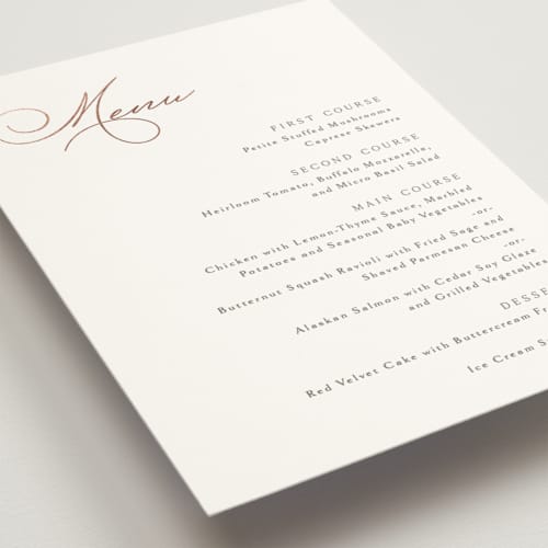 This is a snow menu cards with foil pressed by Kaydi Bishop called eternal printing on signature in 5x7