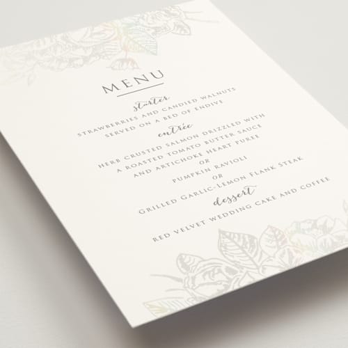 This is a cloud menu cards with gloss press by Rochelle Renee called gilded wildflowers printing on signature in standard