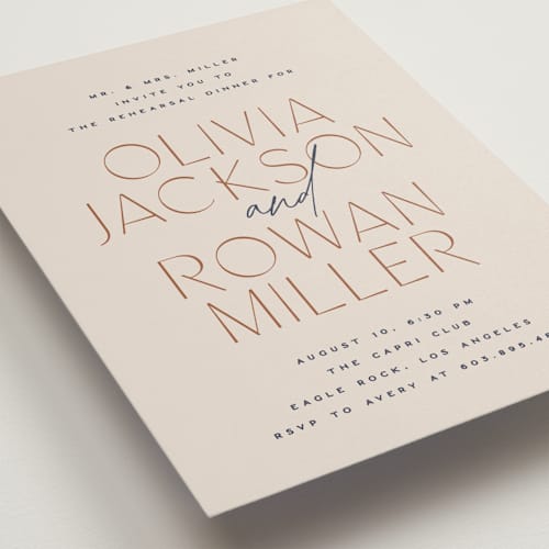 This is a beach rehearsal dinner invitations with standard by Owl and Toad called forward printing on signature in standard