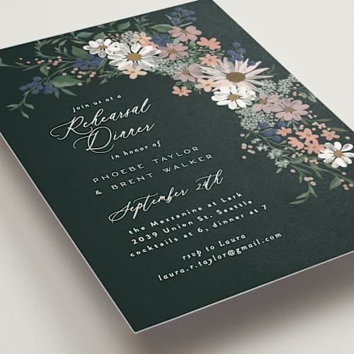 This is a garden rehearsal dinner invitations with standard by Alethea and Ruth called floral bouquet printing on signature in standard