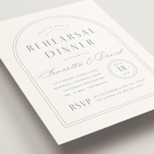 This is a sky rehearsal dinner invitations with standard by Kristen Smith called classic edge printing on signature in standard