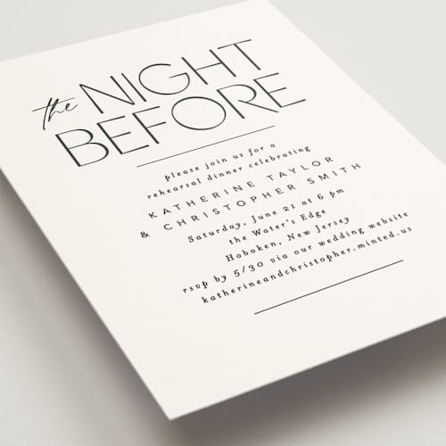 This is a frost rehearsal dinner invitations with standard by Creo Study called crisp printing on signature in standard