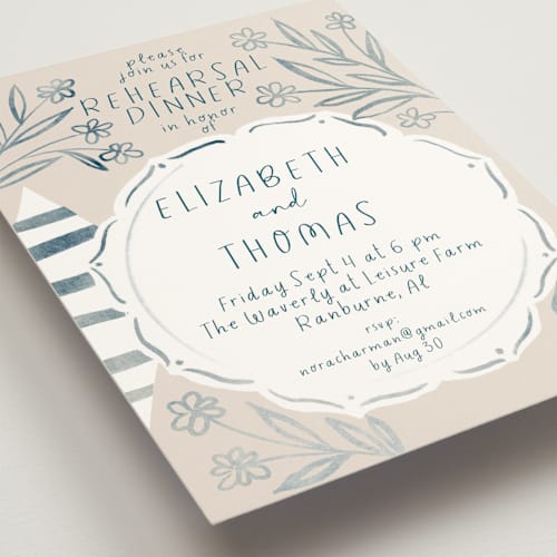 This is a mist rehearsal dinner invitations with standard by Petra Kern called sketched dinner printing on signature in standard