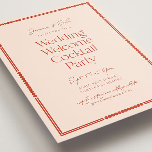 This is a chili rehearsal dinner invitations with standard by Inkblot Design called havana printing on signature in standard