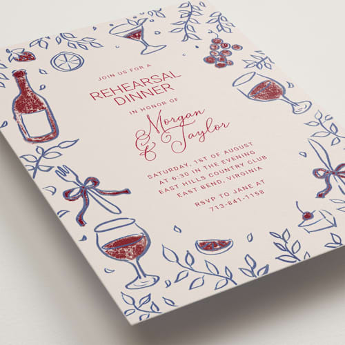 This is a wine rehearsal dinner invitations with standard by Cass Loh called romantic night printing on signature in standard