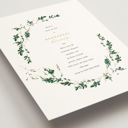 This is a cloud rehearsal dinner invitations with standard by Baumbirdy called woodland lorel printing on signature in standard