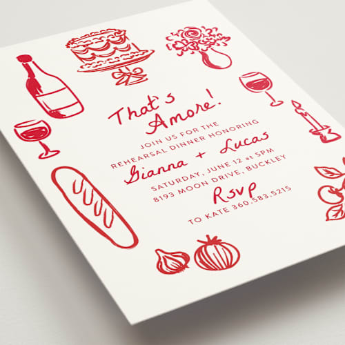 This is a tomato rehearsal dinner invitations with standard by Itsy Belle Studio called that's amore printing on signature in standard