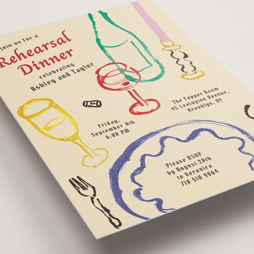 This is a wonderland rehearsal dinner invitations with standard by Cass Loh called dine & delight printing on signature in standard