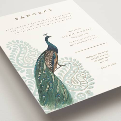 This is a mint foil stamped wedding invitations with foil pressed by Teju Reval called royal wedding printing on signature in standard