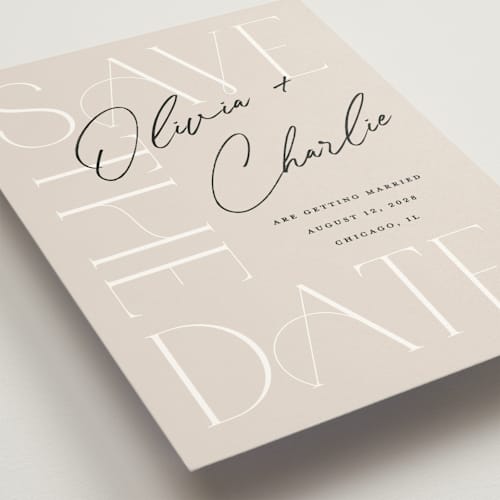This is a shell save the date with standard by Pixel and Hank called sublime printing on signature in standard