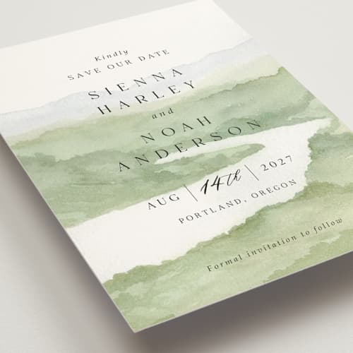 This is a meadow save the date with standard by Elly called the vow printing on signature in standard