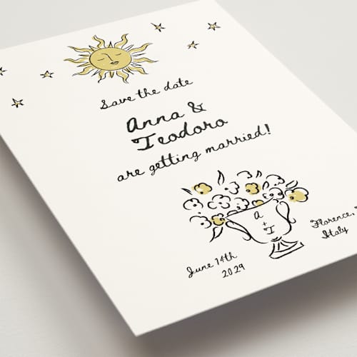 This is a nero save the date with standard by Helena Vitto called amore mio printing on signature in standard