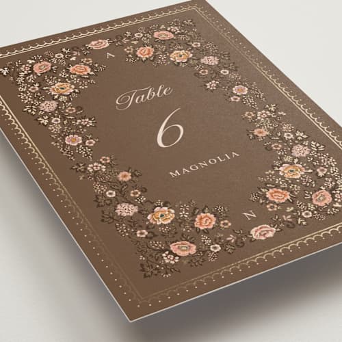 This is a chocolate table numbers with foil pressed by Paola Benenati called blooming path printing on doublethick in standard