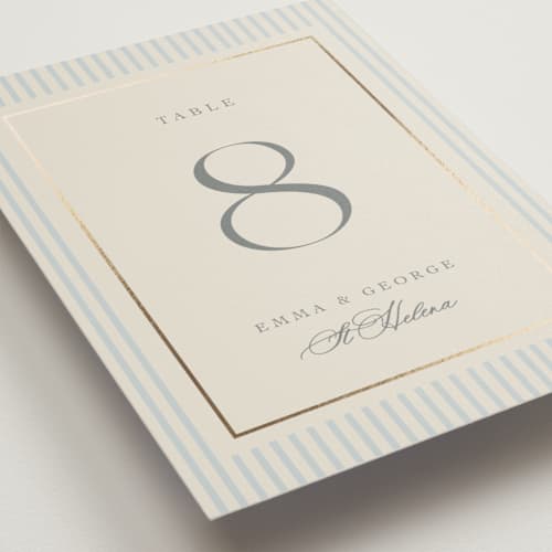 This is a provincial table numbers with foil pressed by Angela Thompson called emma printing on doublethick in standard
