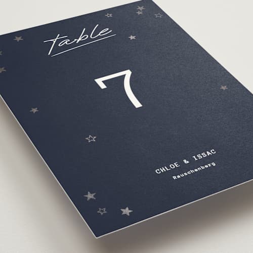 This is a night table numbers with foil pressed by Jennifer Lew called supernova printing on doublethick in standard