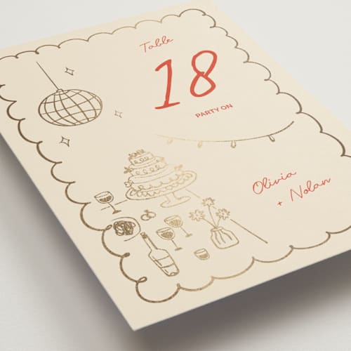This is a sangria spark table numbers with foil pressed by Zove Ahhh called party on! printing on doublethick in standard