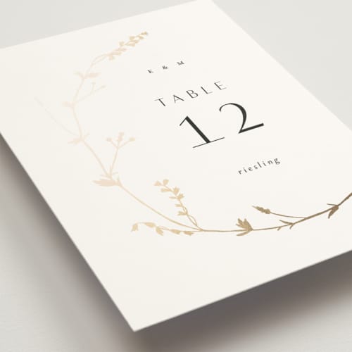 This is a cotton table numbers with foil pressed by Amy Kross called vine wrap printing on doublethick in standard