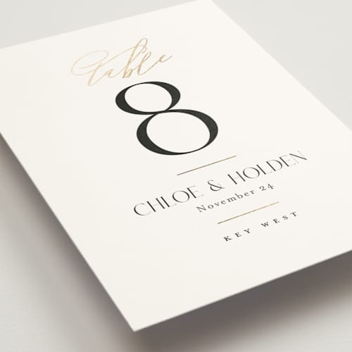 This is a sugar table numbers with foil pressed by Jessica Williams called idyllic printing on doublethick in standard