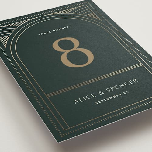 This is a fir table numbers with foil pressed by Kindred Fields called deco arch printing on doublethick in standard