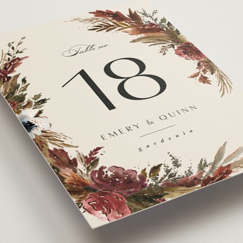 This is a autumn table numbers with foil pressed by Kate Ahn called poetique printing on doublethick in standard