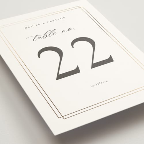 This is a opal table numbers with foil pressed by Robert and Stella called regent printing on doublethick in standard