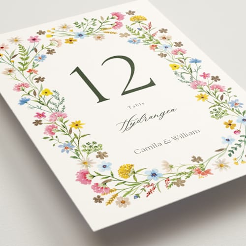 This is a garden table numbers with foil pressed by Yaling Hou Suzuki called bright garden printing on doublethick in standard
