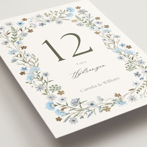 This is a azure table numbers with foil pressed by Yaling Hou Suzuki called bright garden printing on doublethick in standard