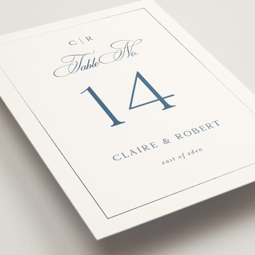 This is a ocean table numbers with foil pressed by Kelly Schmidt called monogram script printing on doublethick in standard