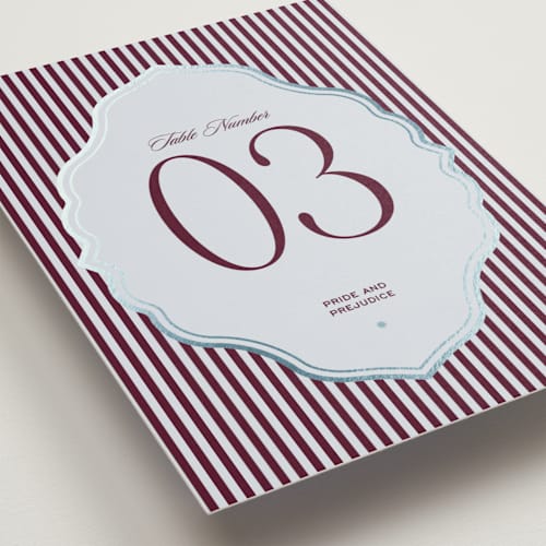 This is a celestial table numbers with foil pressed by Jenna Holcomb called modern vintage printing on doublethick in standard