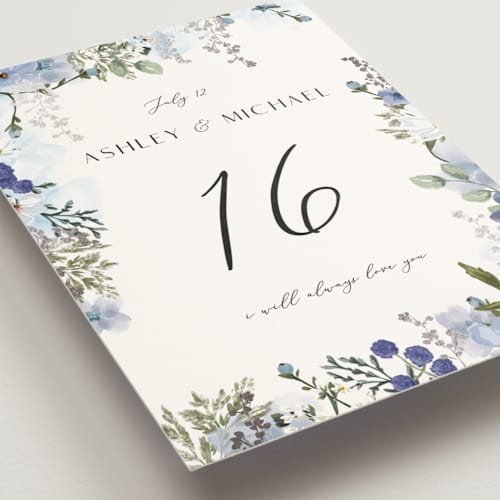 This is a serenity table numbers with foil pressed by Susan Moyal called layered florals printing on doublethick in standard