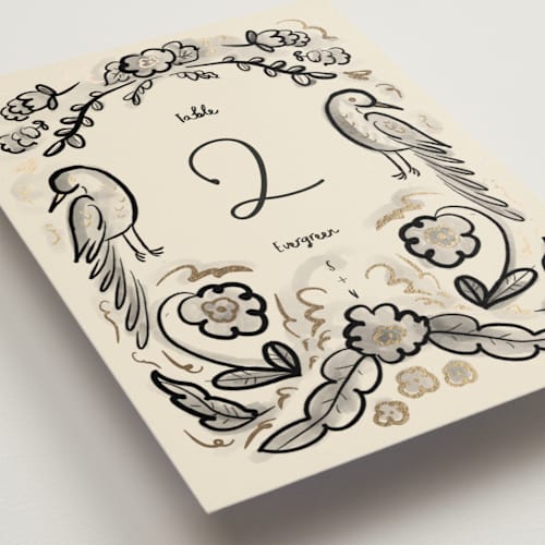 This is a ink wash table numbers with foil pressed by Ani Somi called santa catalina printing on doublethick in standard