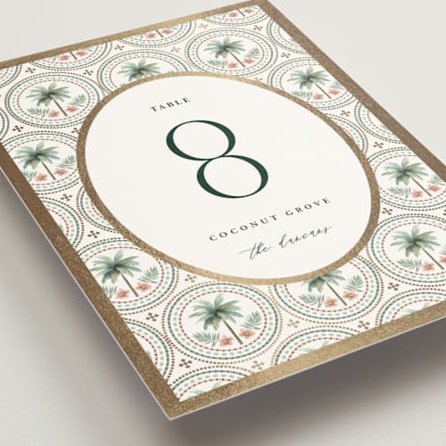 This is a sand table numbers with foil pressed by Maria Alou called vintage palms printing on doublethick in standard