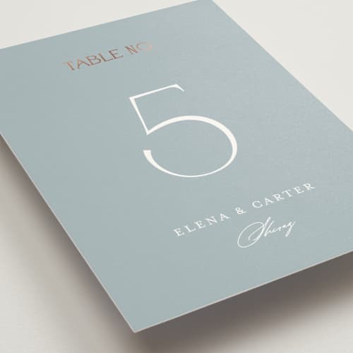 This is a provincial table numbers with foil pressed by Angela Thompson called gilded edge printing on doublethick in standard