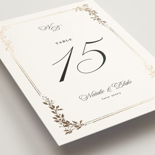 This is a diamond table numbers with foil pressed by Kate Ahn called lake como printing on doublethick in standard