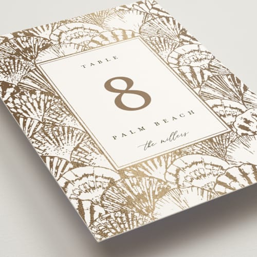 This is a pearl table numbers with foil pressed by Maria Alou called by the seashore printing on doublethick in standard