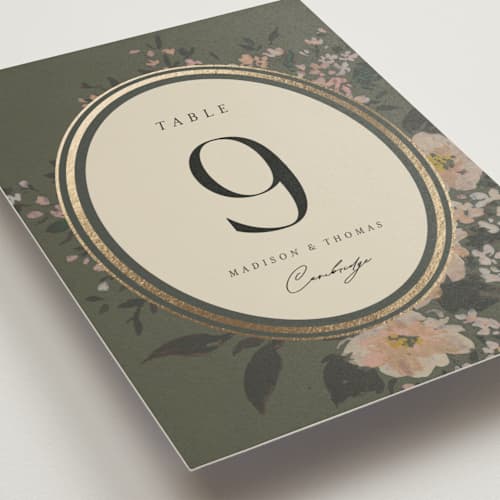 This is a thyme table numbers with foil pressed by Itsy Belle Studio called madison printing on doublethick in standard