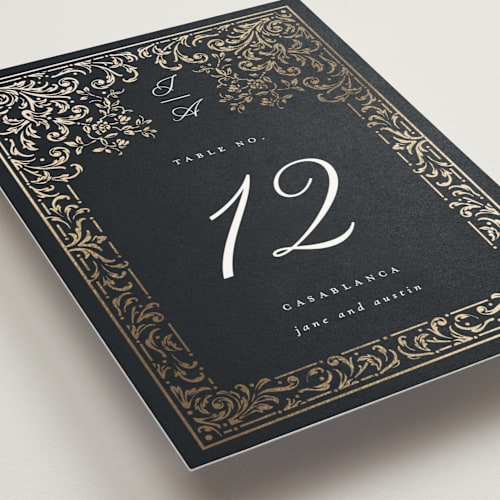 This is a onyx table numbers with foil pressed by Ana de Sousa called regency grace printing on doublethick in standard