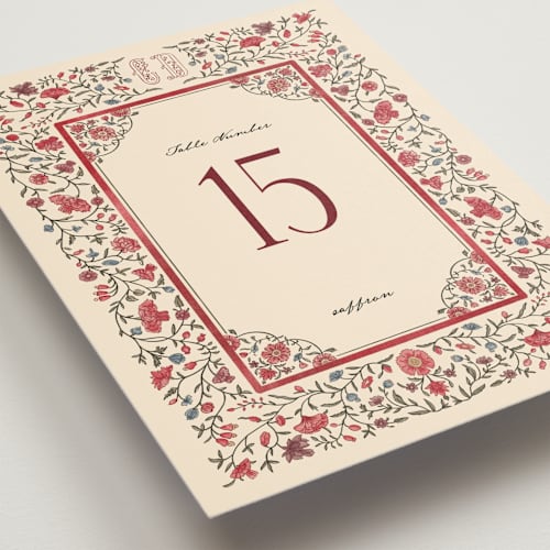 This is a almond table numbers with standard by Jenna Holcomb called tapestry printing on doublethick in standard