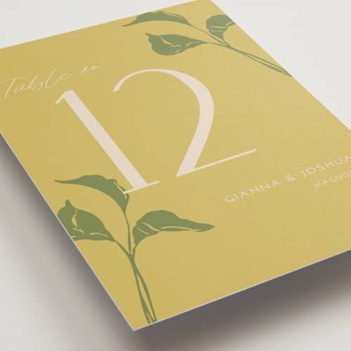 This is a summer citrus table numbers with standard by Vera Lim called the gallery printing on doublethick in standard