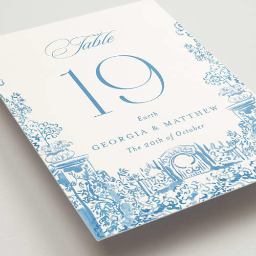 This is a wedgewood table numbers with standard by Becky Nimoy called gates and pillars printing on doublethick in standard