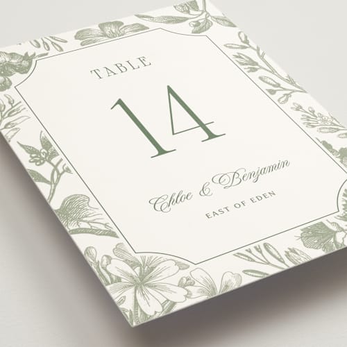 This is a moss table numbers with standard by Kelly Schmidt called woods printing on doublethick in standard