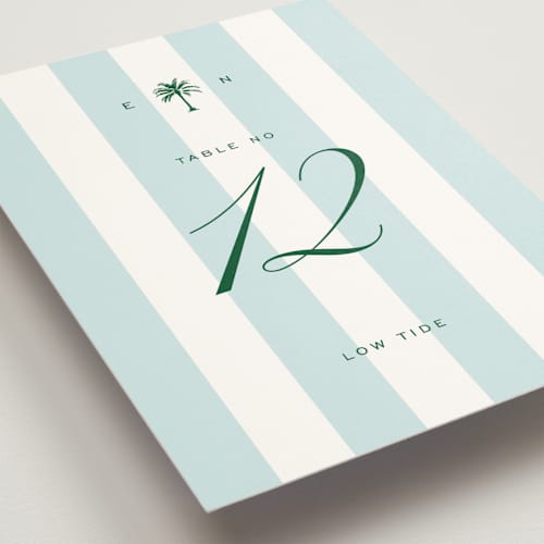 This is a low tide table numbers with standard by Susan Zinader called island palm printing on doublethick in standard