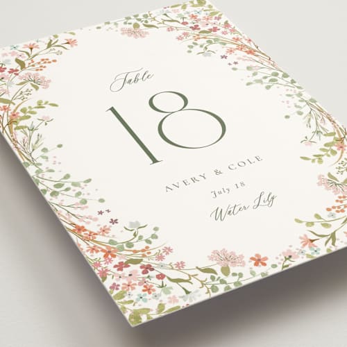 This is a peony table numbers with standard by Jennifer Wick called avery printing on doublethick in standard