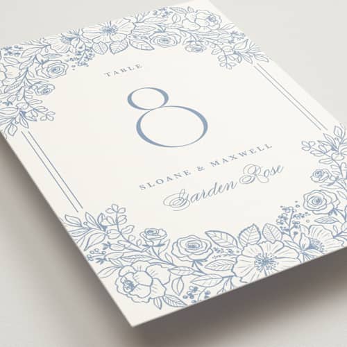 This is a nova table numbers with standard by Kristen Smith called wild roses printing on doublethick in standard