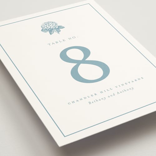 This is a seaside table numbers with standard by Stacey Meacham called hydrangea bloom printing on doublethick in standard
