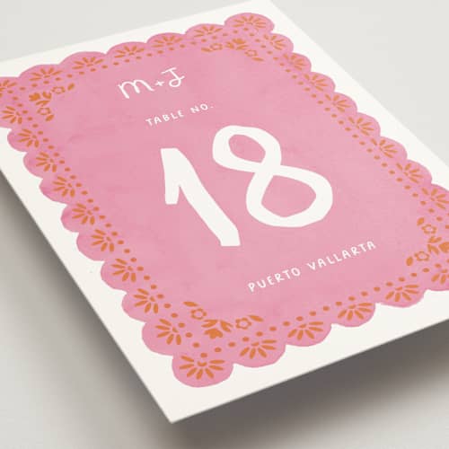 This is a carnation table numbers with standard by Itsy Belle Studio called vienes printing on doublethick in standard