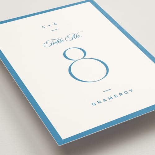 This is a cerulean table numbers with standard by Kristie Kern called the emma printing on doublethick in standard