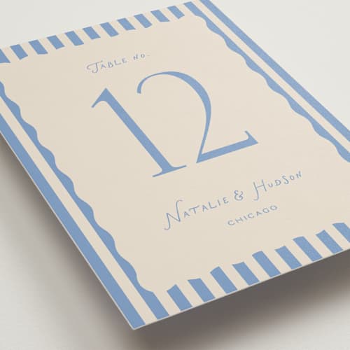 This is a bluebird table numbers with standard by Pixel and Hank called lovers printing on doublethick in standard