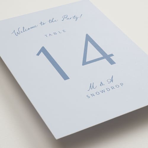 This is a sky table numbers with standard by Nicole Walsh called personal note printing on doublethick in standard